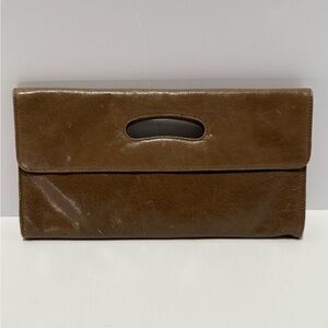 Hobo International Vegan Leather Clutch Brown Handbag Purse